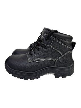 Skechers Work Boots Mens 8.5 Black Steel Toe Burgin Tarlac Industrial 77143